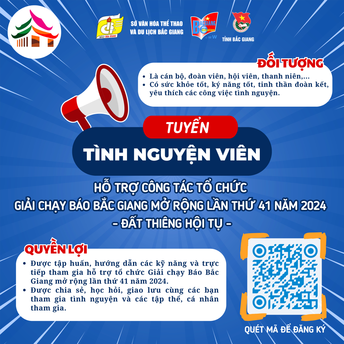 Tuyển tình nguyện viên hỗ trợ Giải chạy Báo Bắc Giang năm 2024